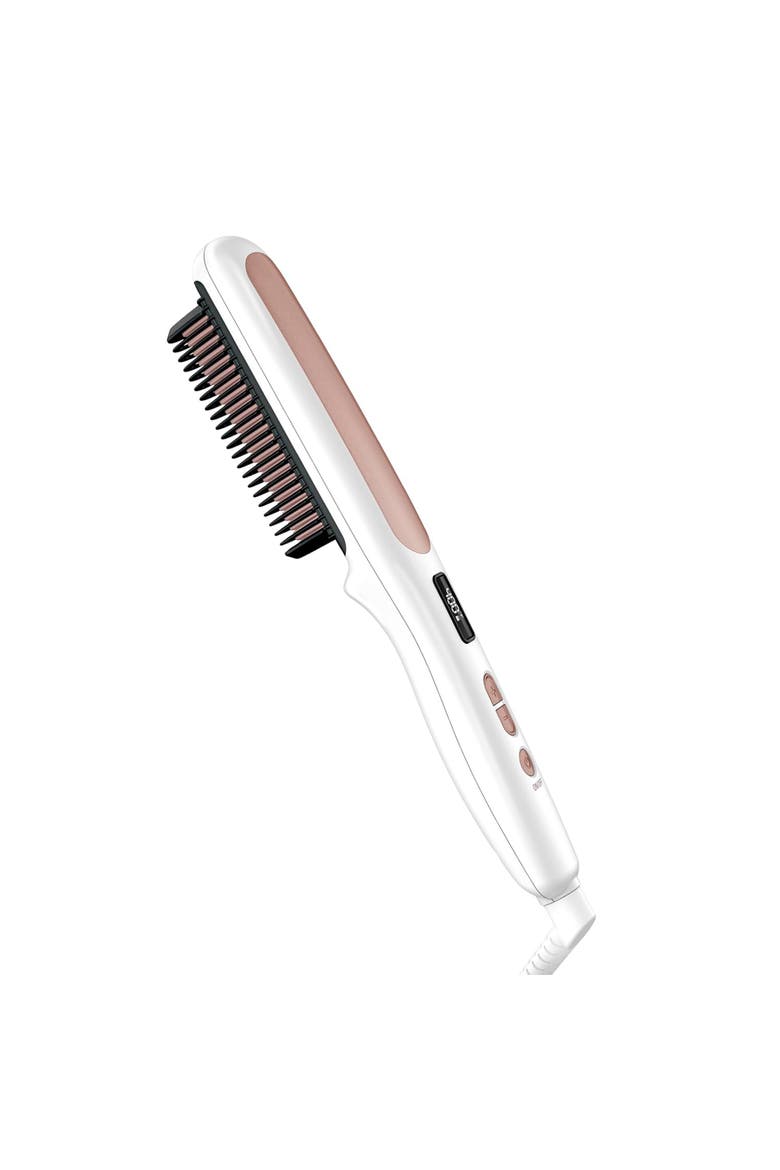 Double Ceramic Heated Straight Brush, Main, color, Black