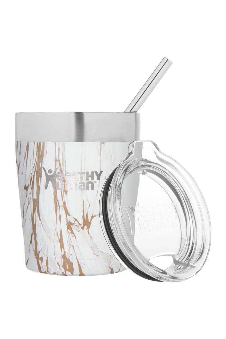 Stainless Steel Tumbler with Straw, Main, color, White