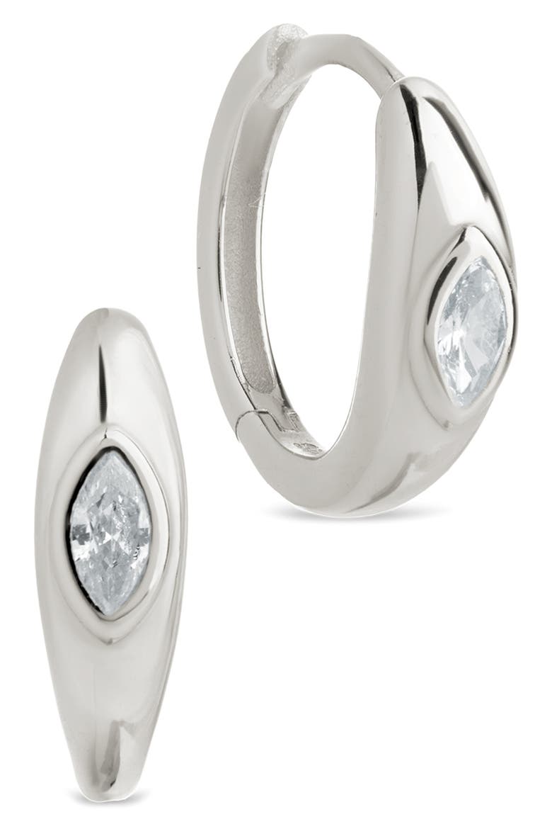 Camila Marquis Cubic Zirconia Huggie Hoop Earrings, Main, color, SILVER