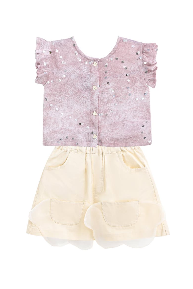 Mauve Cream Sequin Shorts Set, Alternate, color, Mauve