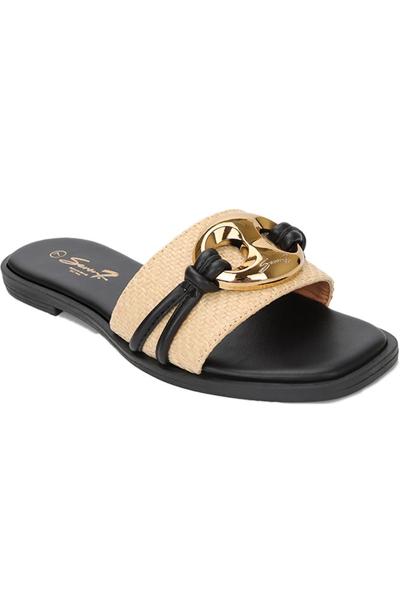 Seven7 Raffia Flat Sandal, Main, color, Black
