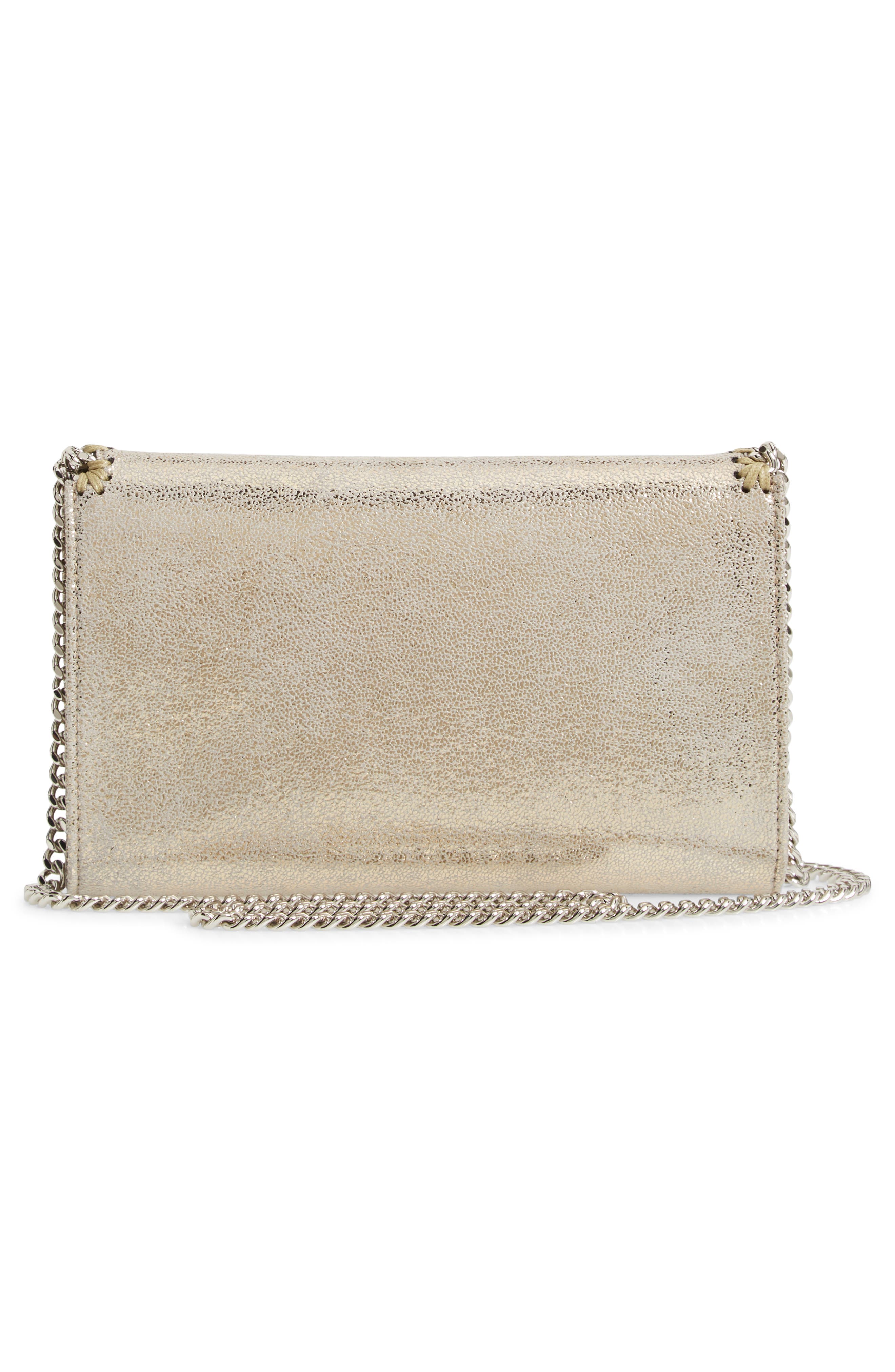 Stella McCartney Mini Falabella Metallic Faux Leather Crossbody Bag, Alternate, color, 