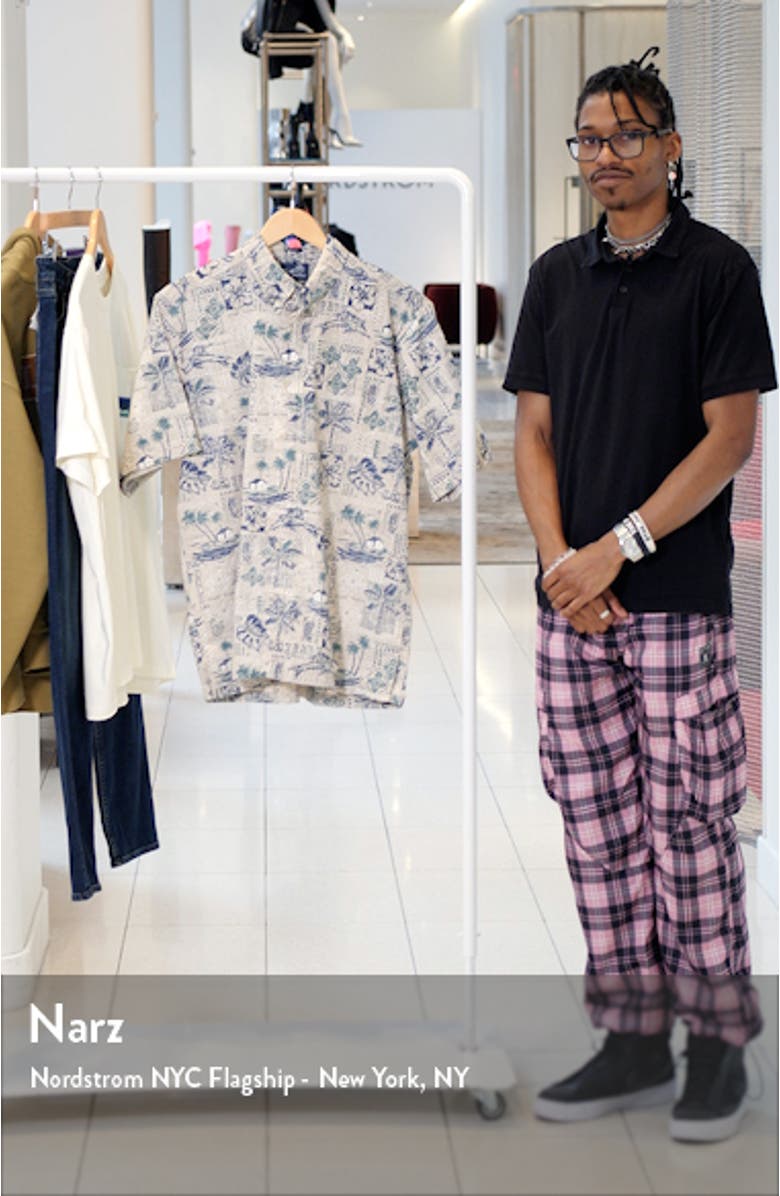 Classic Fit Tapa Print Short Sleeve Button-Down Shirt, sales video thumbnail