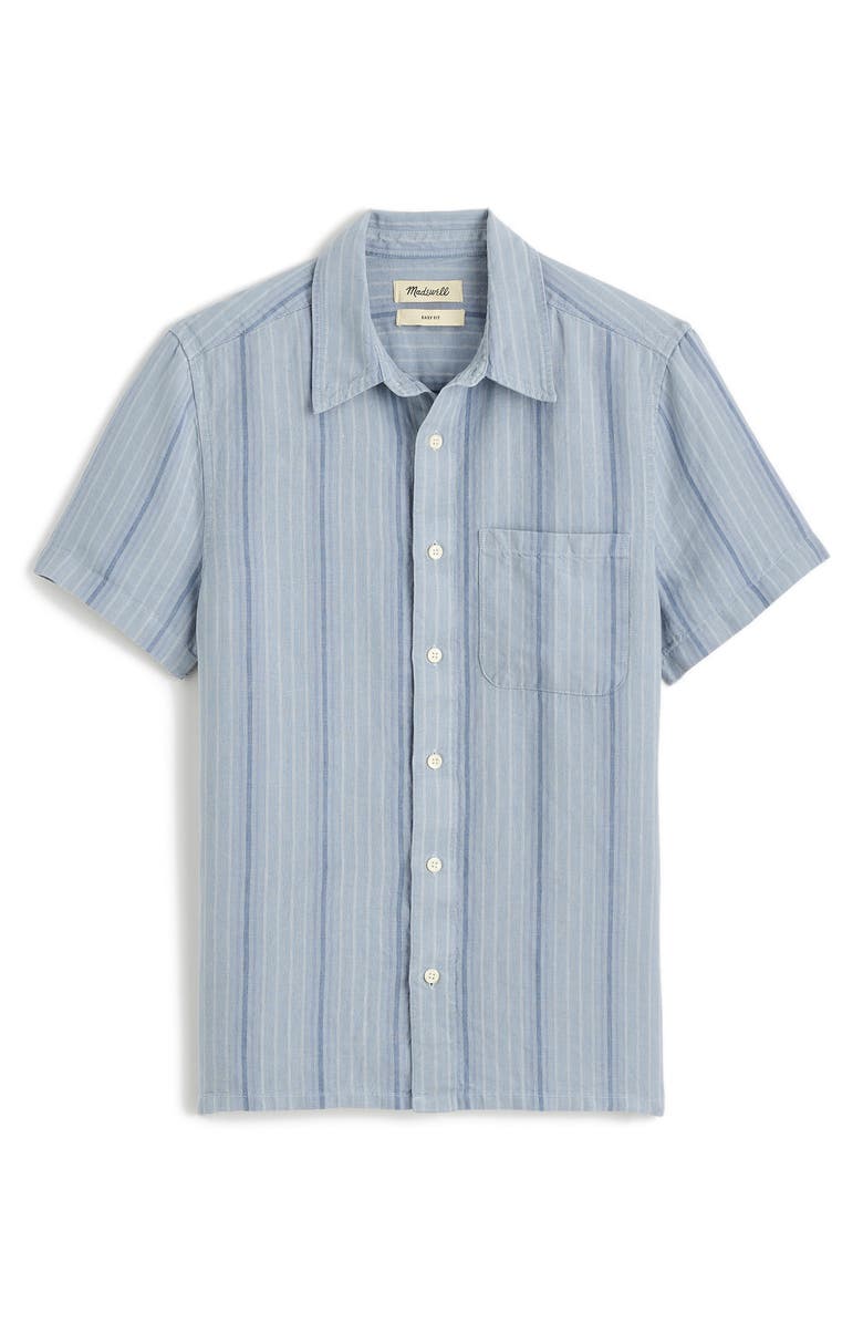 Madewell Easy Stripe Short Sleeve Linen Button-Up Shirt, Alternate, color, 