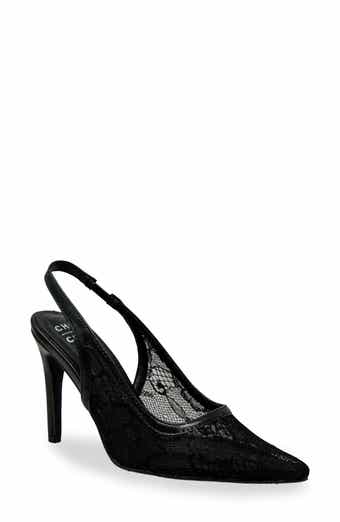 CHASE AND CHLOE Bethany Floral Lace Slingback Pump