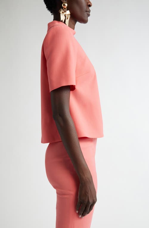 Carolina Herrera Mock Neck Stretch Wool Crop Top In Orange