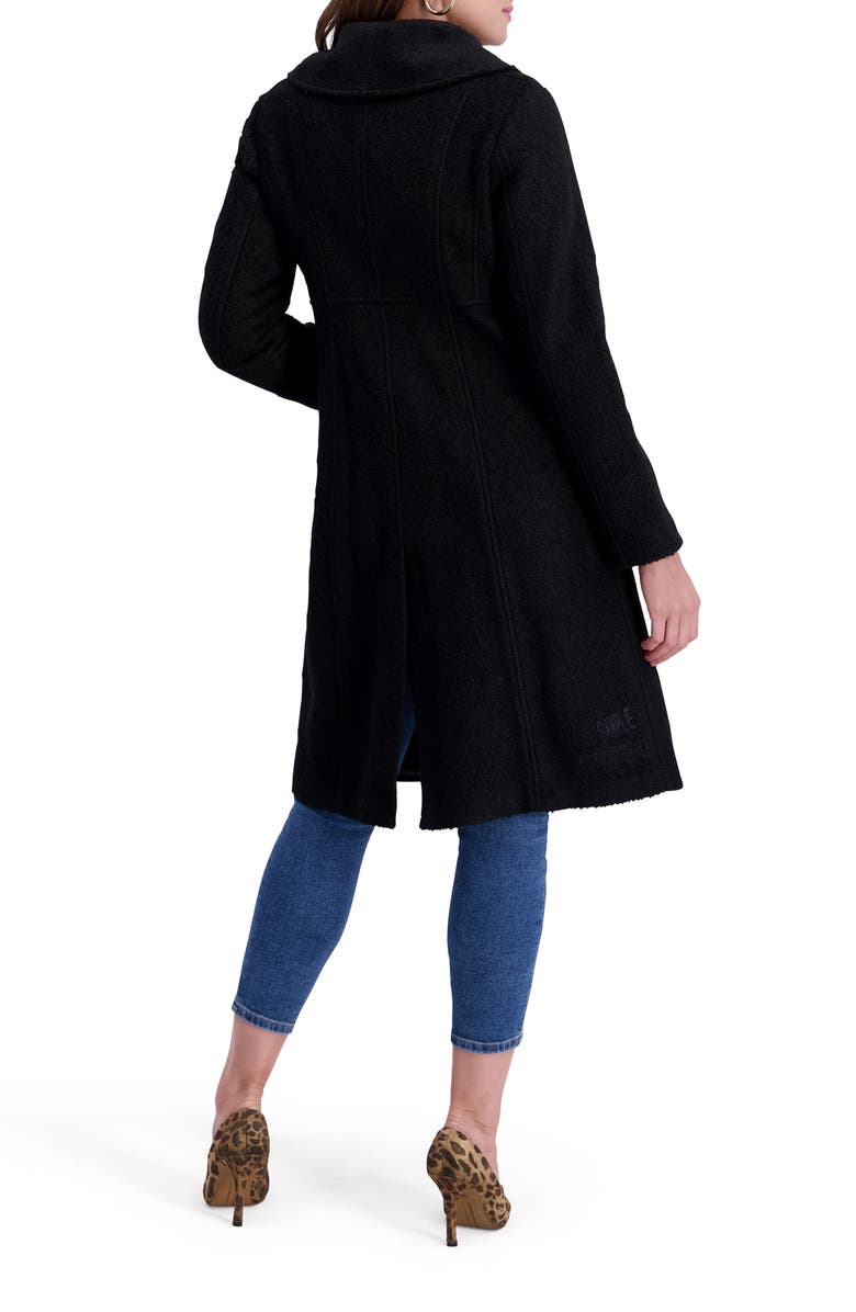 Kensie Double Breasted Bouclé Walker Coat, Alternate, color, Black