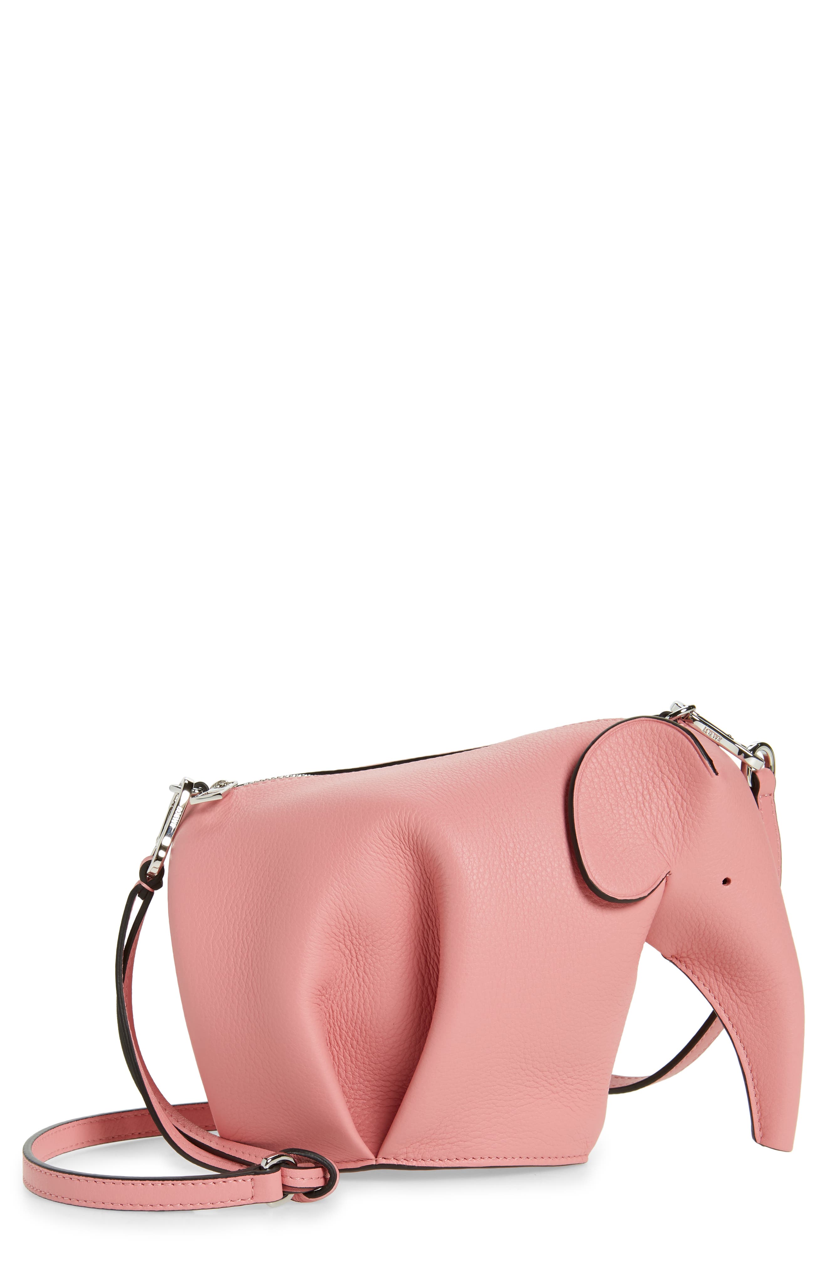 Loewe Mini Elephant Leather Crossbody Bag, Main, color, 