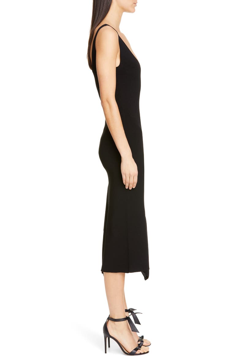 Asymmetrical Ruffle Hem Midi Dress, Alternate, color, BLACK