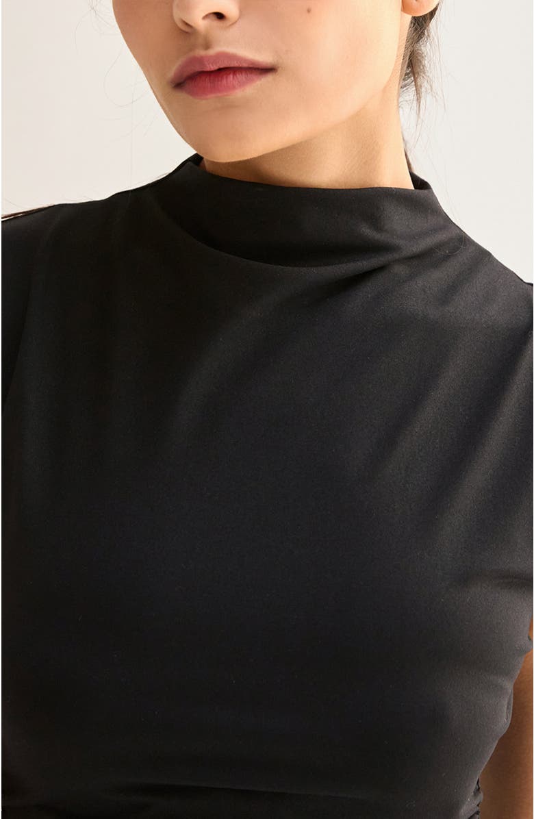 CRESCENT Side Ruched Knit Midi Dress, Alternate, color, Black