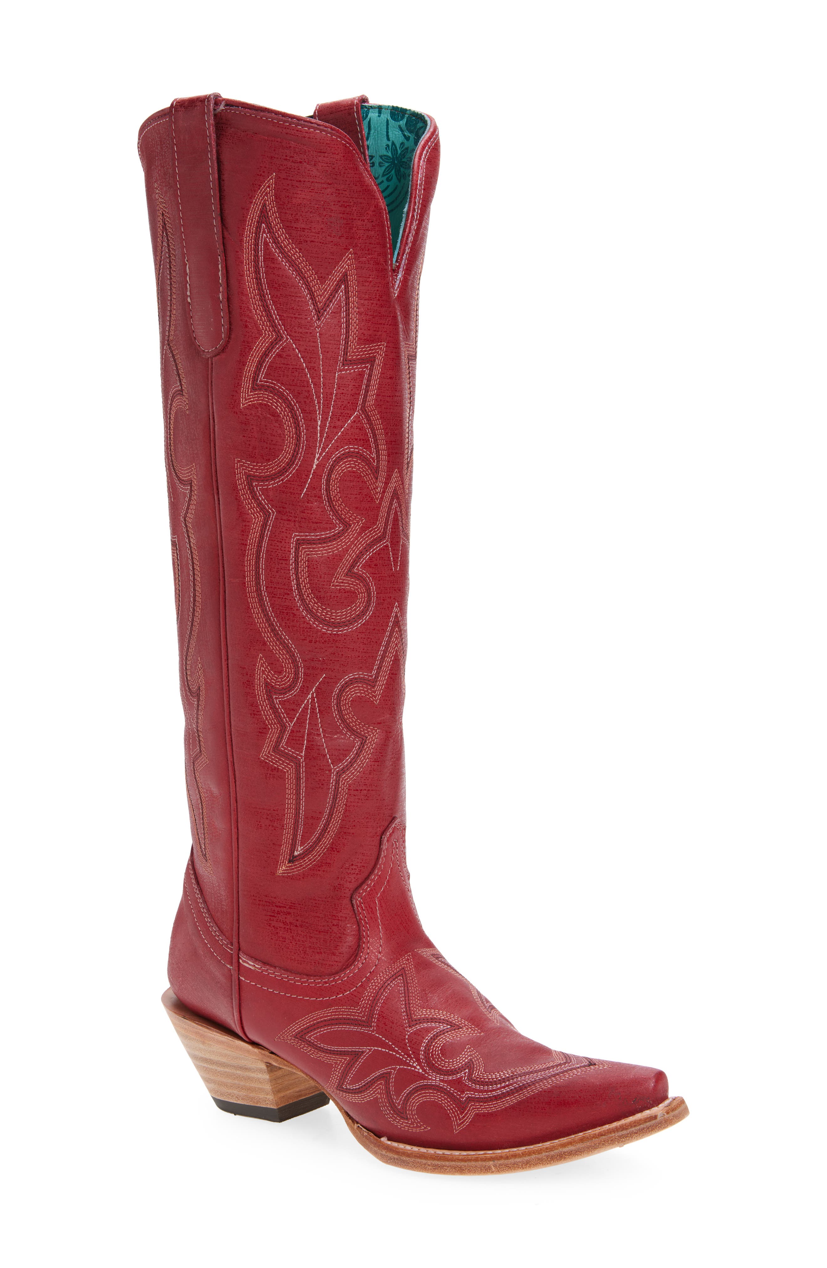 CORRAL Knee High Western Boot, Main, color, Red