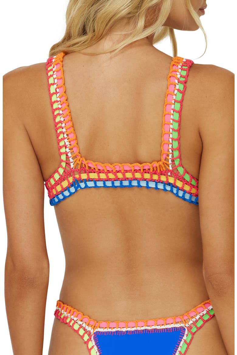 Colorful Whipstitch Trim Triangle Bikini Top, Alternate, color, WAVERLY
