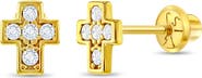 In Season Jewelry 14k Petite Cubic Zirconia Cross Earrings