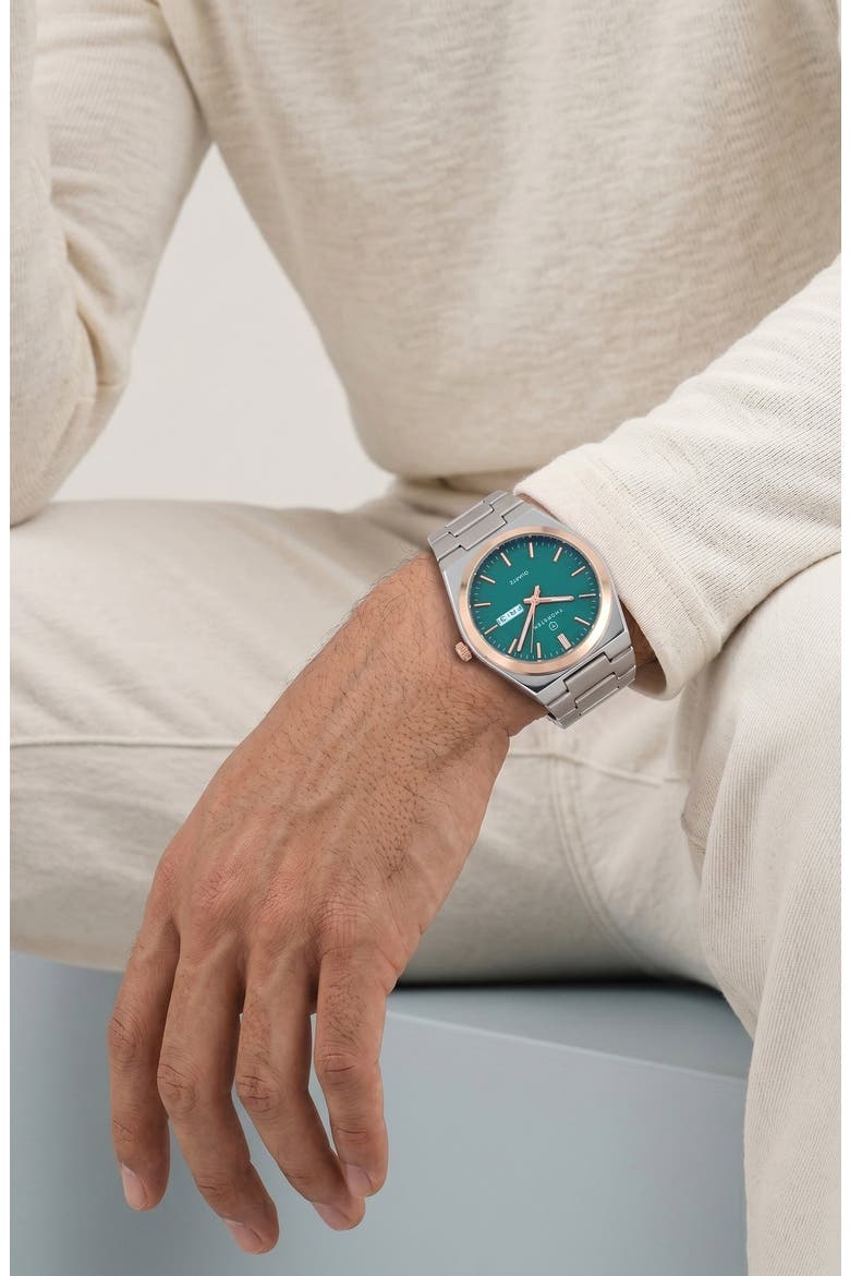 Tradesman Bracelet Watch, Alternate, color, Green Dial / Silver Band