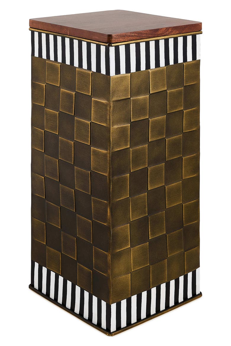 Courtly Stripe Tall Storage Bin, Main, color, BRASS