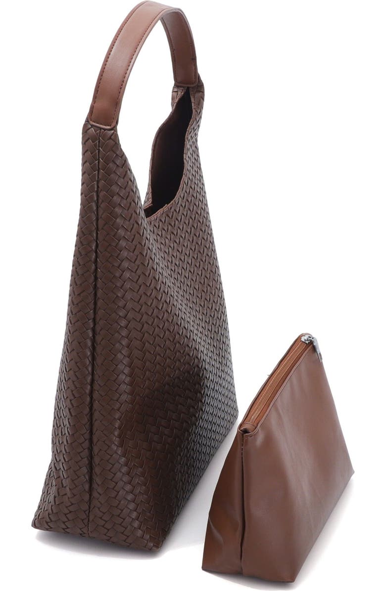 Adornia Texture Woven Shoulder Bag, Alternate, color, Brown