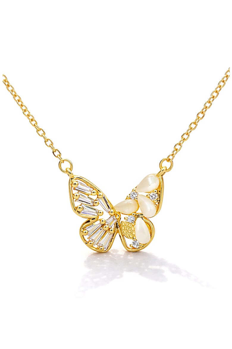 Butterfly Pendant Necklace, Main, color, GOLD