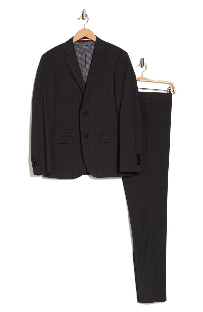 SOUL OF LONDON Tonal Plaid Suit, Alternate, color, Black