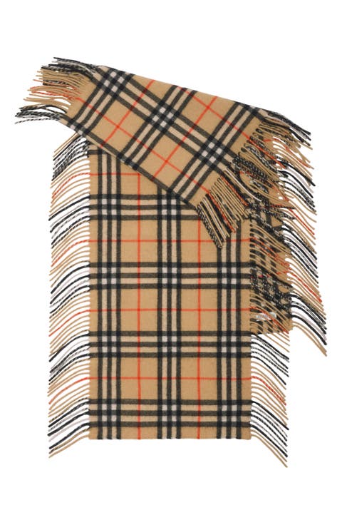 Medium Check Happy Fringe Cashmere Scarf