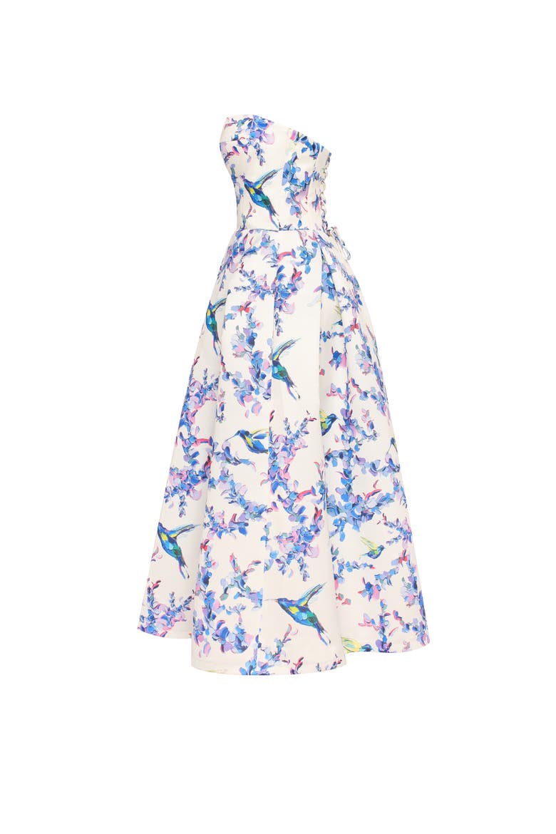 Corset Midi Formal Occasion Dress, Alternate, color, Lavender Birds