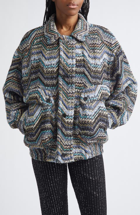 Metallic Zigzag Sequin Field Jacket