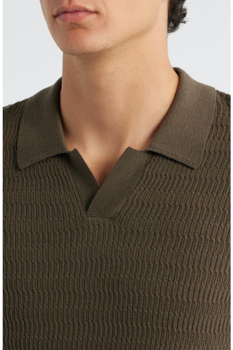 Johnny Collar Short Sleeve Twisted Rib Wool Polo Sweater, Alternate, color, GREEN