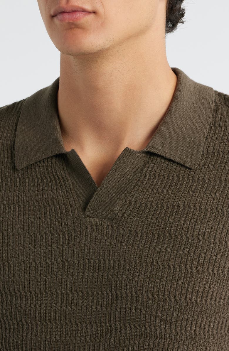 Emporio Armani Johnny Collar Short Sleeve Twisted Rib Wool Polo Sweater, Alternate, color, Green