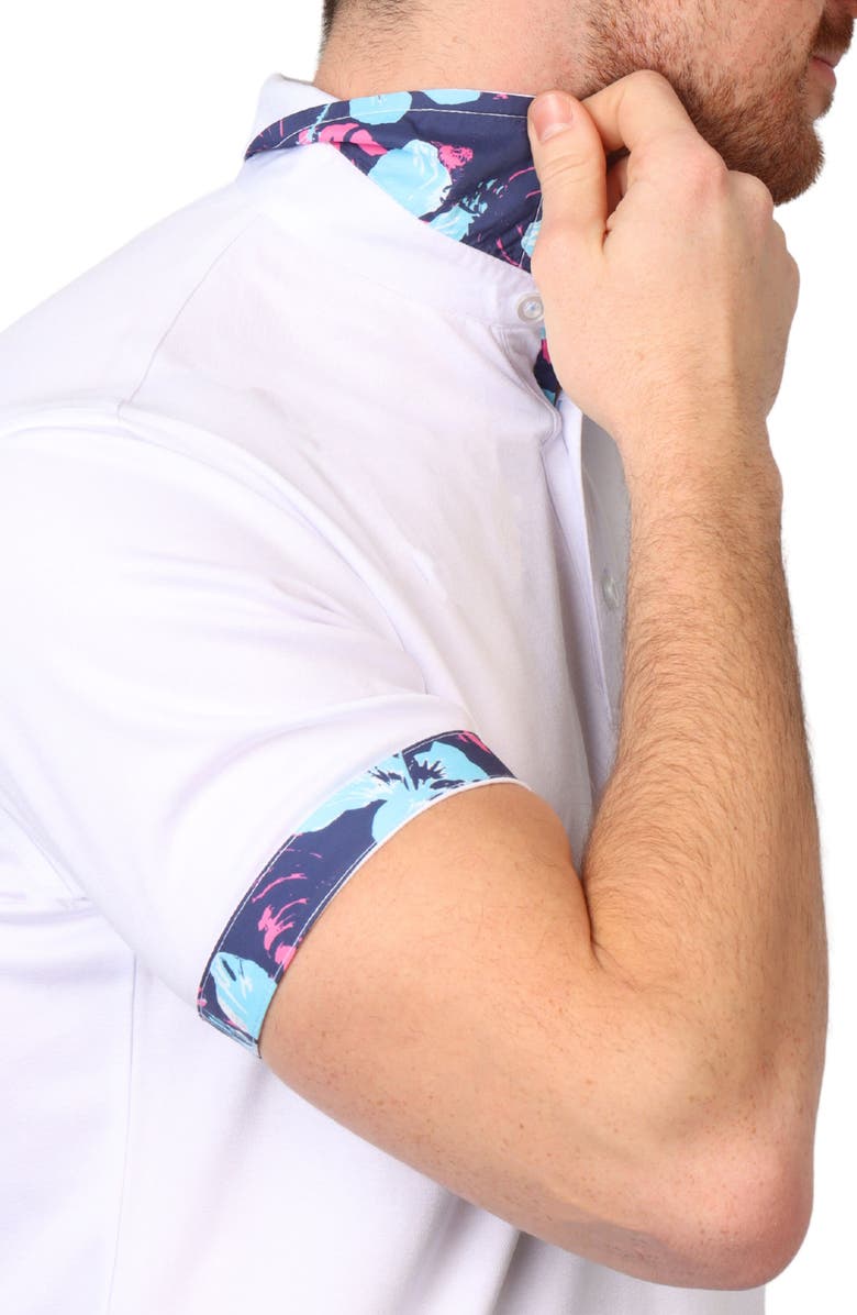 TailorByrd Tropical Trim Modal Blend Piqué Polo, Alternate, color, Dove White