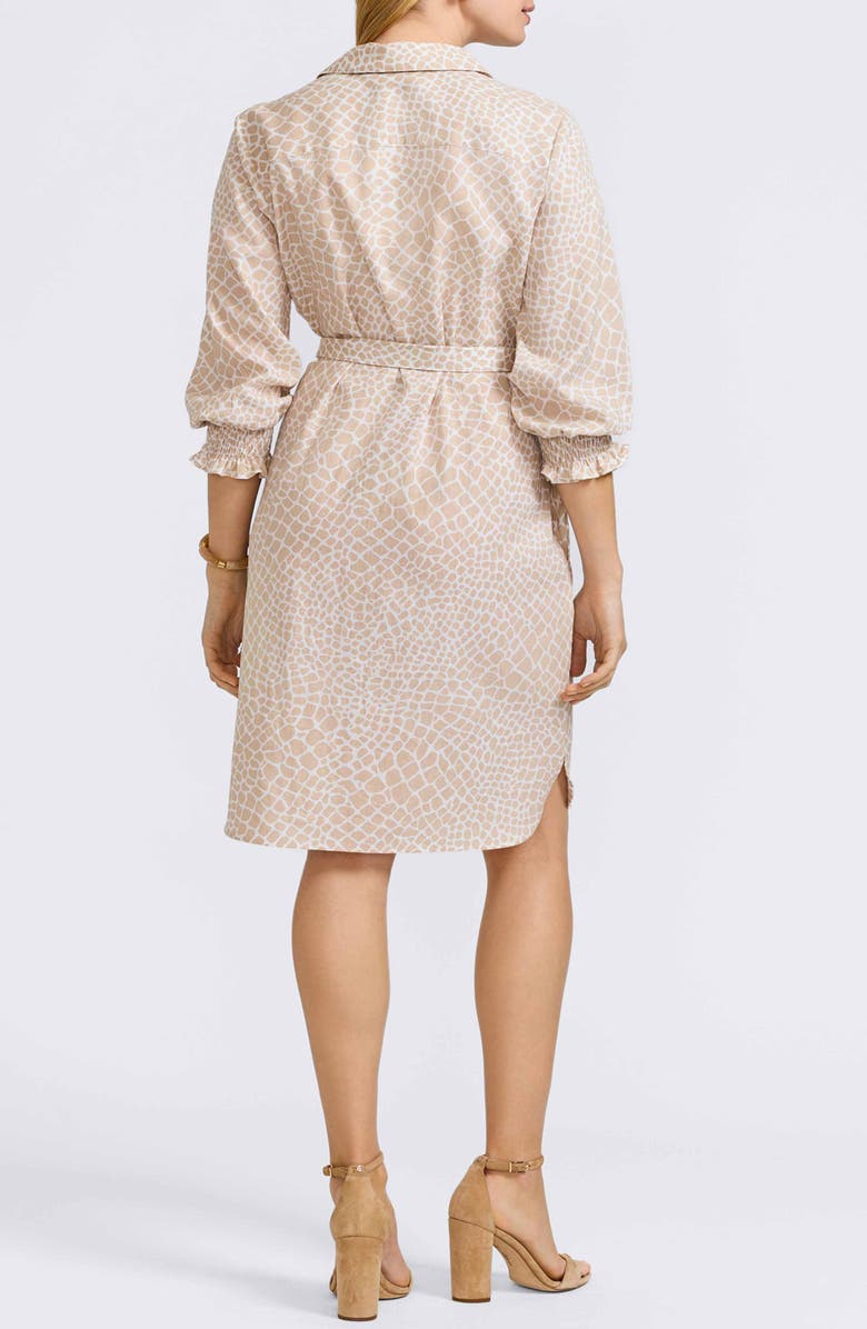 Foxcroft Abby Belted Linen Blend Shirtdress, Alternate, color, Flax White