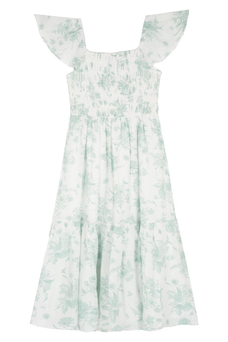 Kids' Floral Smocked Dress, Alternate, color, SAGE