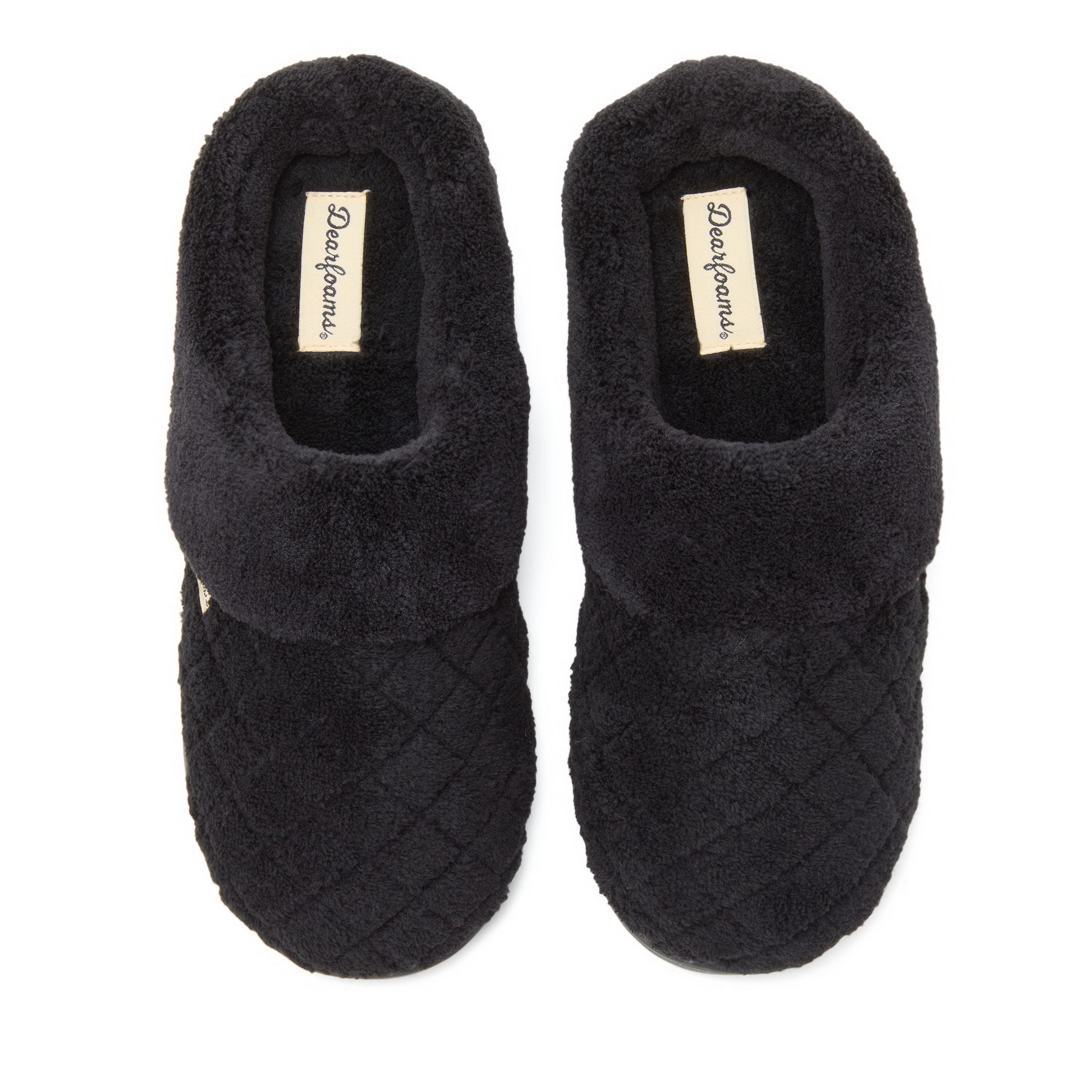 DEARFOAMS Libby Quilted Terry Clog Slipper, Alternate, color, Black