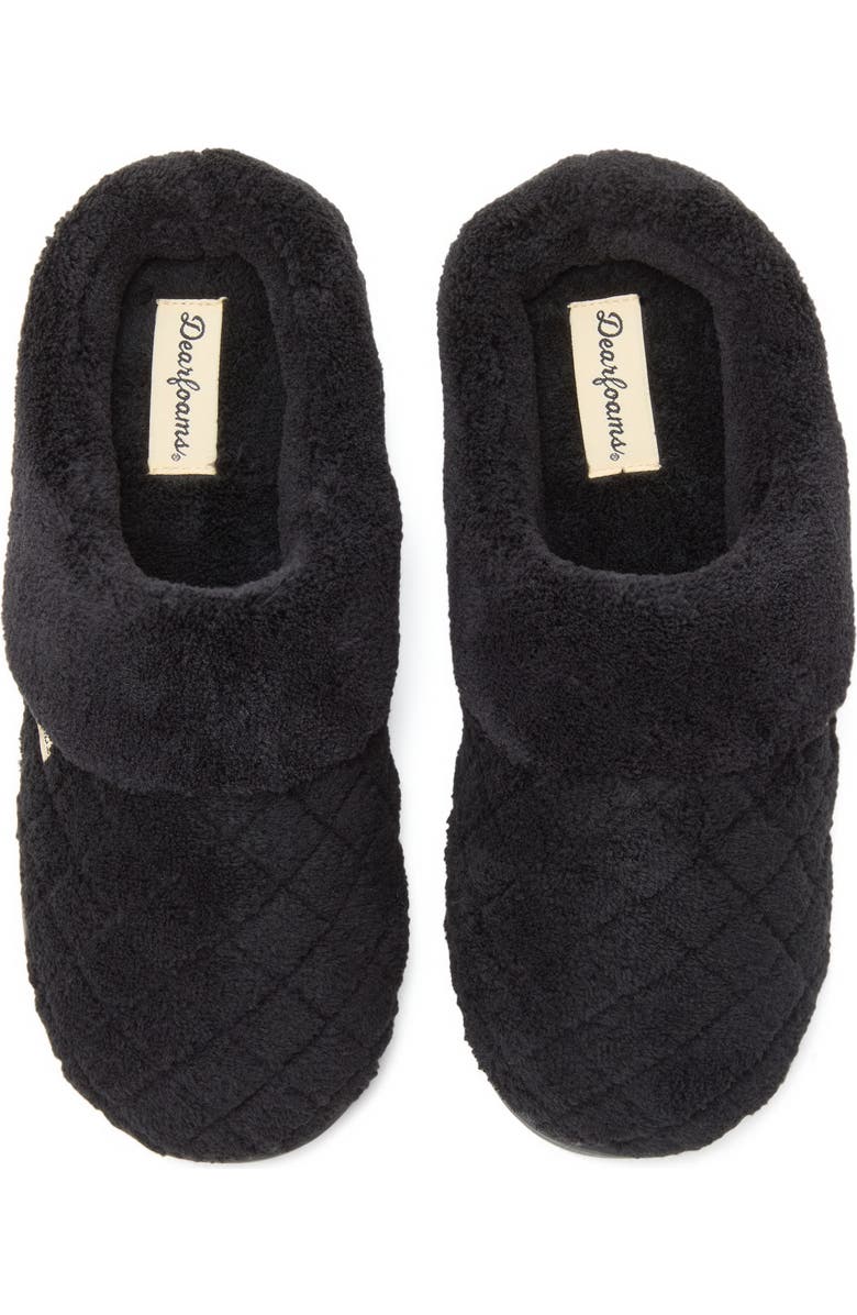 DEARFOAMS Libby Quilted Terry Clog Slipper, Alternate, color, Black