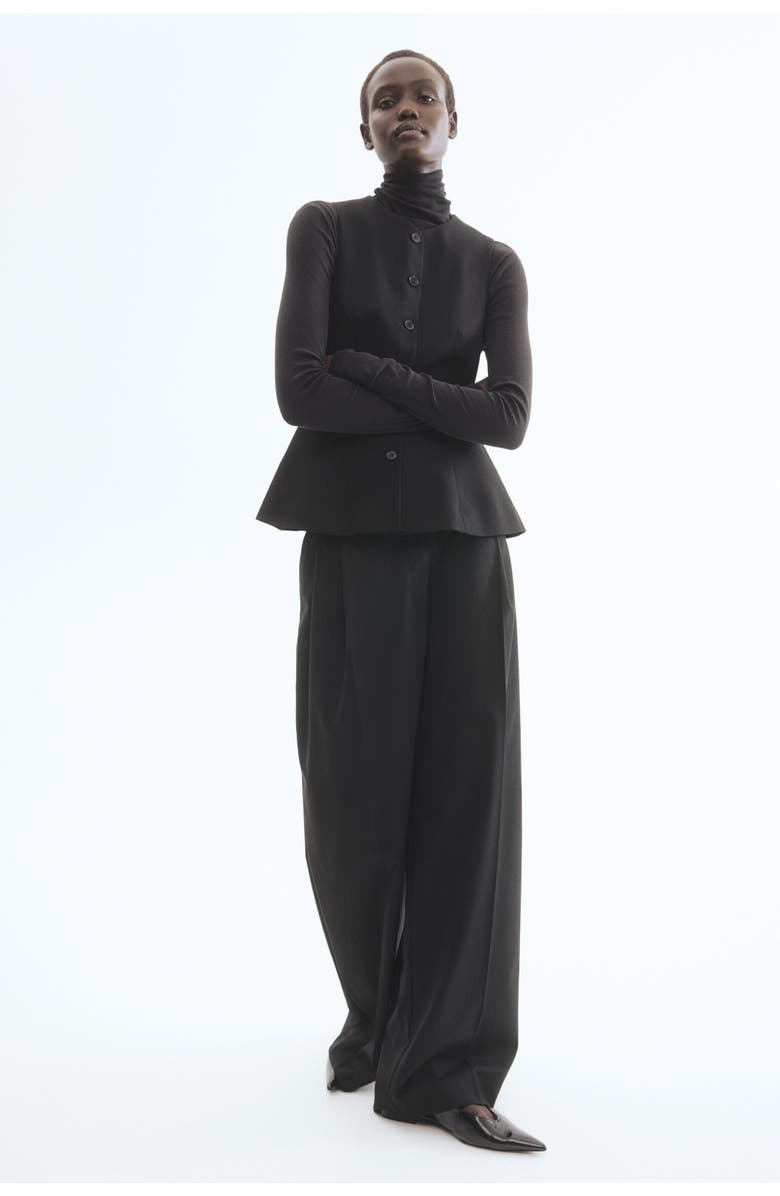 H&M Peplum Waistcoat, Main, color, Black