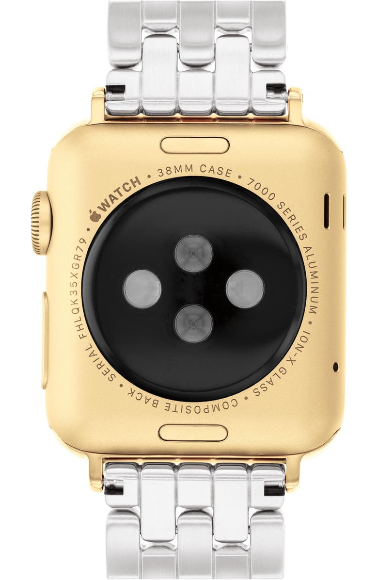 COACH Apple Watch<sup
®</sup
 Two-Tone Bracelet Watchband, Alternate, color, Gold