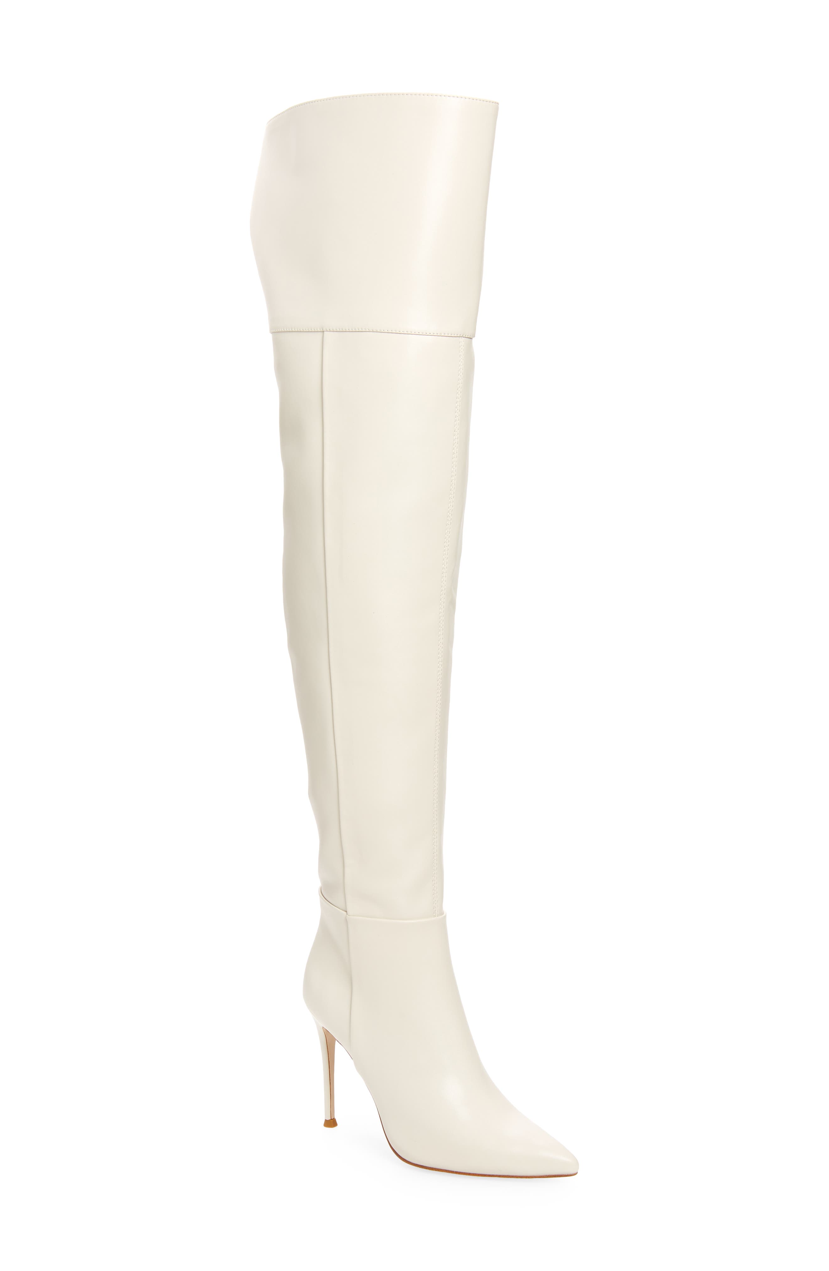 Pillar Pointed Toe Over the Knee Boot, Main, color, IVORY