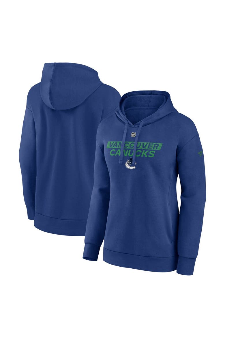Women's Fanatics  Blue Vancouver Canucks Authentic Pro Core Primary Fleece Pullover Hoodie, Main, color, Blue