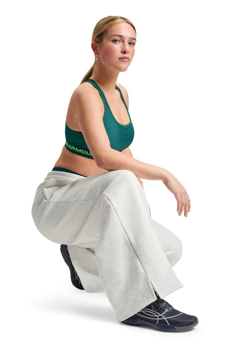 Icon Fleece Wide Leg Sweatpants, Alternate, color, DISTANT GRAY HEATHER / / WHITE