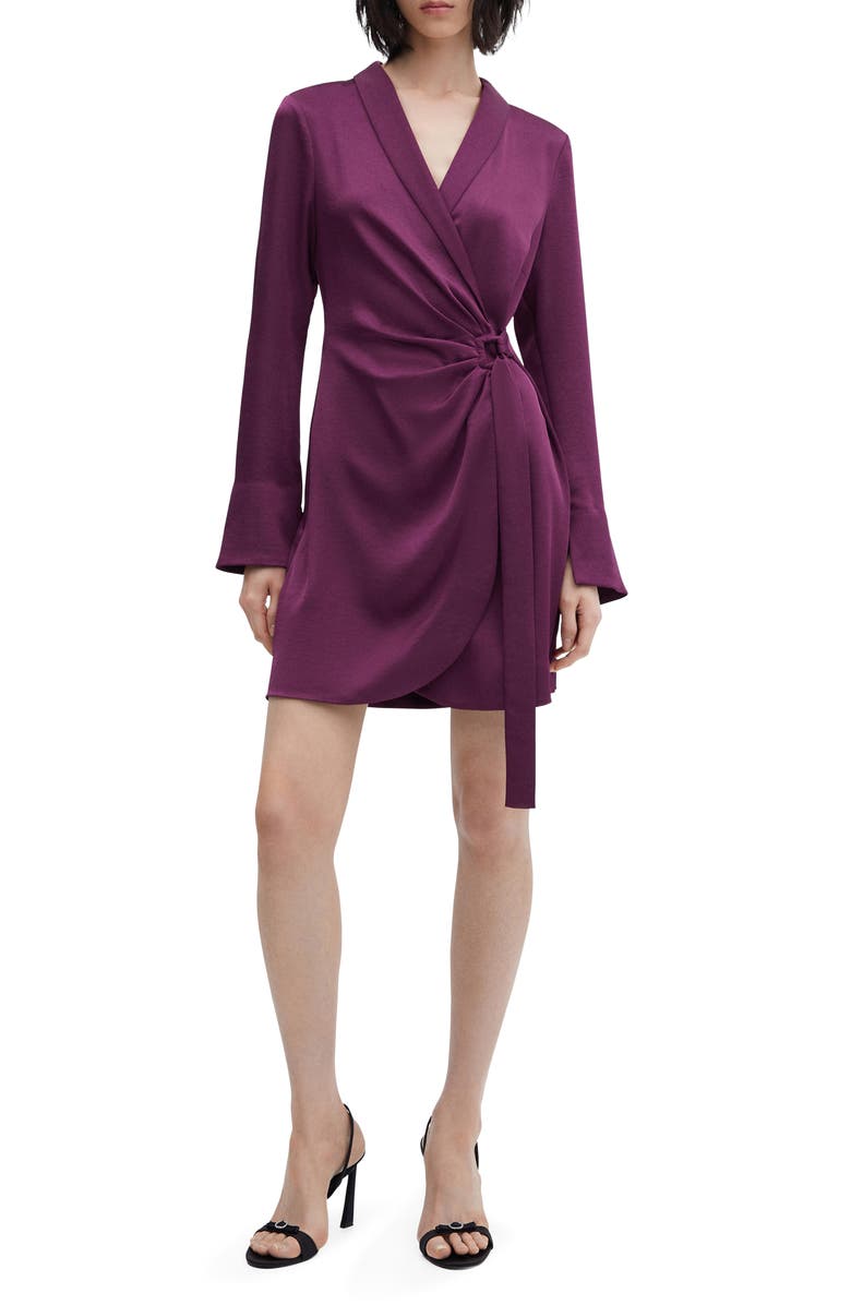 MANGO Florence Long Sleeve Wrap Dress, Main, color, 