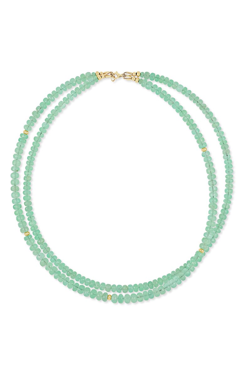 Bony Levy 14K Gold Iris Emerald Beaded Tennis Necklace, Main, color, Green
