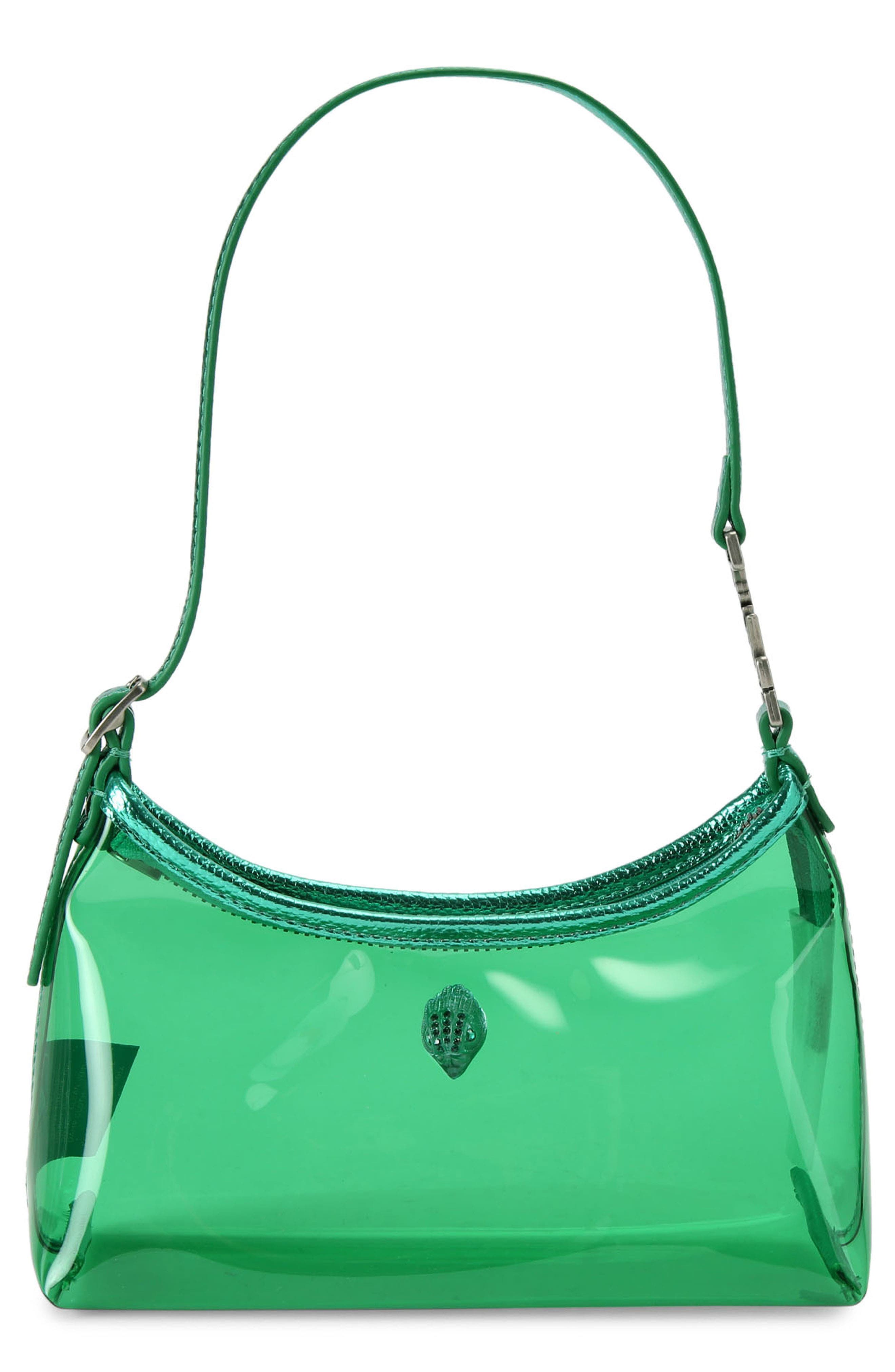 Kurt Geiger London Mini Kurt Transparent Shoulder Bag, Main, color, Turquoise Green