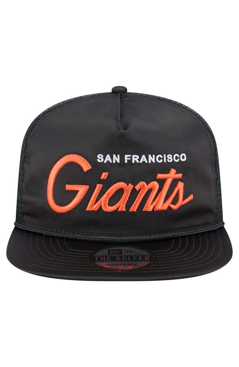 New Era Men's New Era Black San Francisco Giants Retro Satin Script Golfer Adjustable Hat, Alternate, color, 
