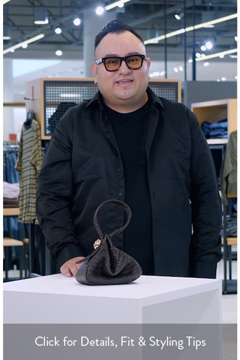 The Sculpted Metal Woven Leather Wristlet Bag video