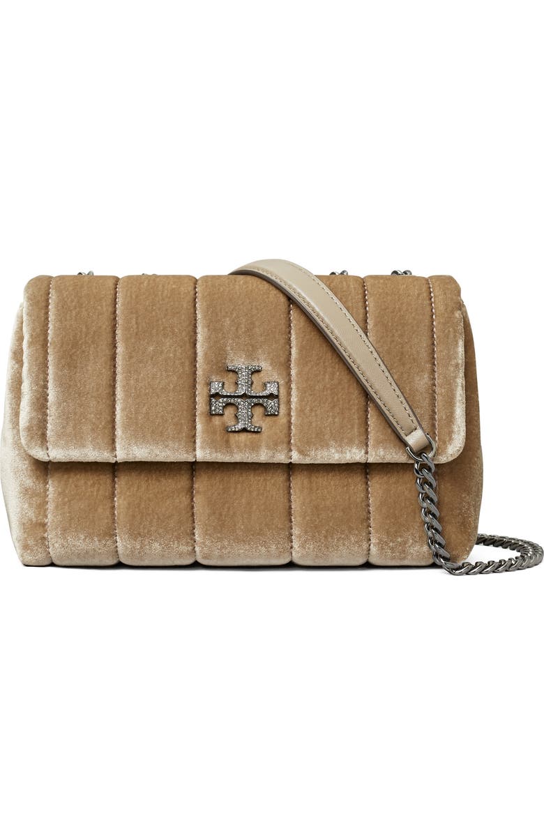 Tory Burch Small Kira Convertible Quilted Velvet Shoulder Bag, Main, color,