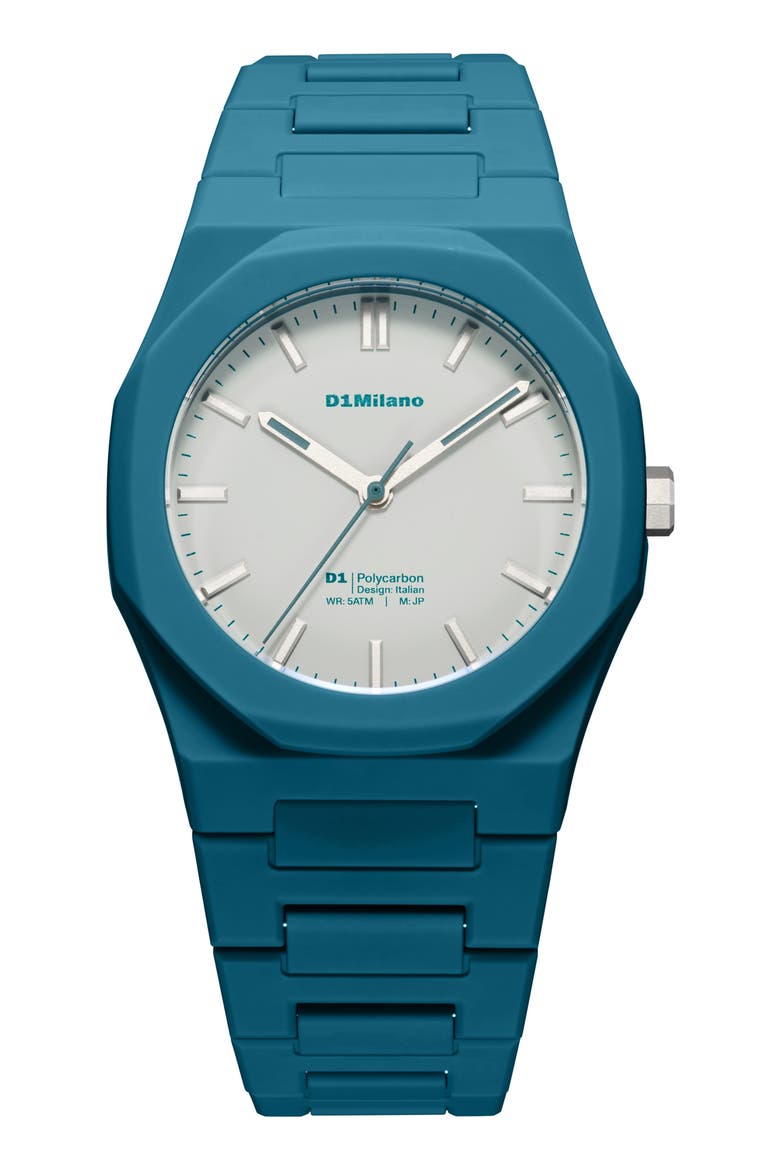 City Lights Polycarbon Bracelet Watch, 40.5mm, Alternate, color, TEAL