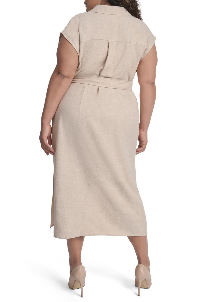 DKNY Cap Sleeve Midi Dress, Alternate, color, Beige