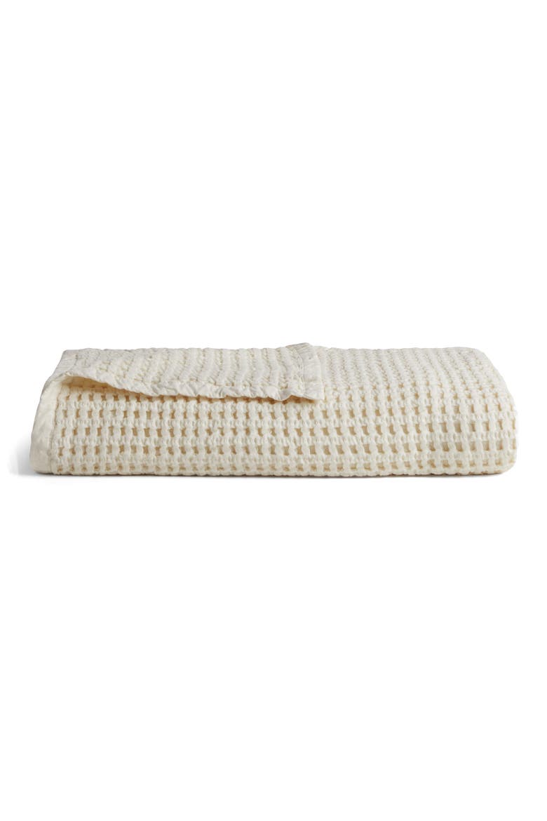 Waffle Cotton Throw Blanket, Main, color, CREAM