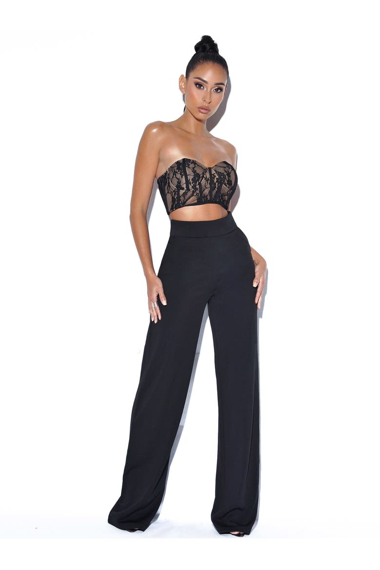 Never Enough Stretch Crepe Wide Leg Trousers, Alternate, color, Black