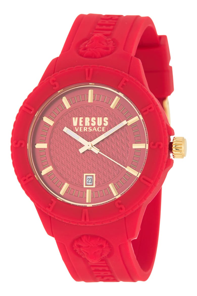 Men's Tokyo Red Dial Silicone Strap Sport Watch, 42mm, Main, color, RED