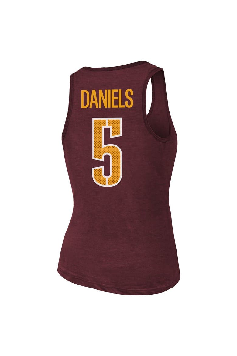 Women's Majestic Threads Jayden Daniels Burgundy Washington Commanders Name & Number Tri-Blend Scoop Neck Tank Top, Alternate, color, Burgundy