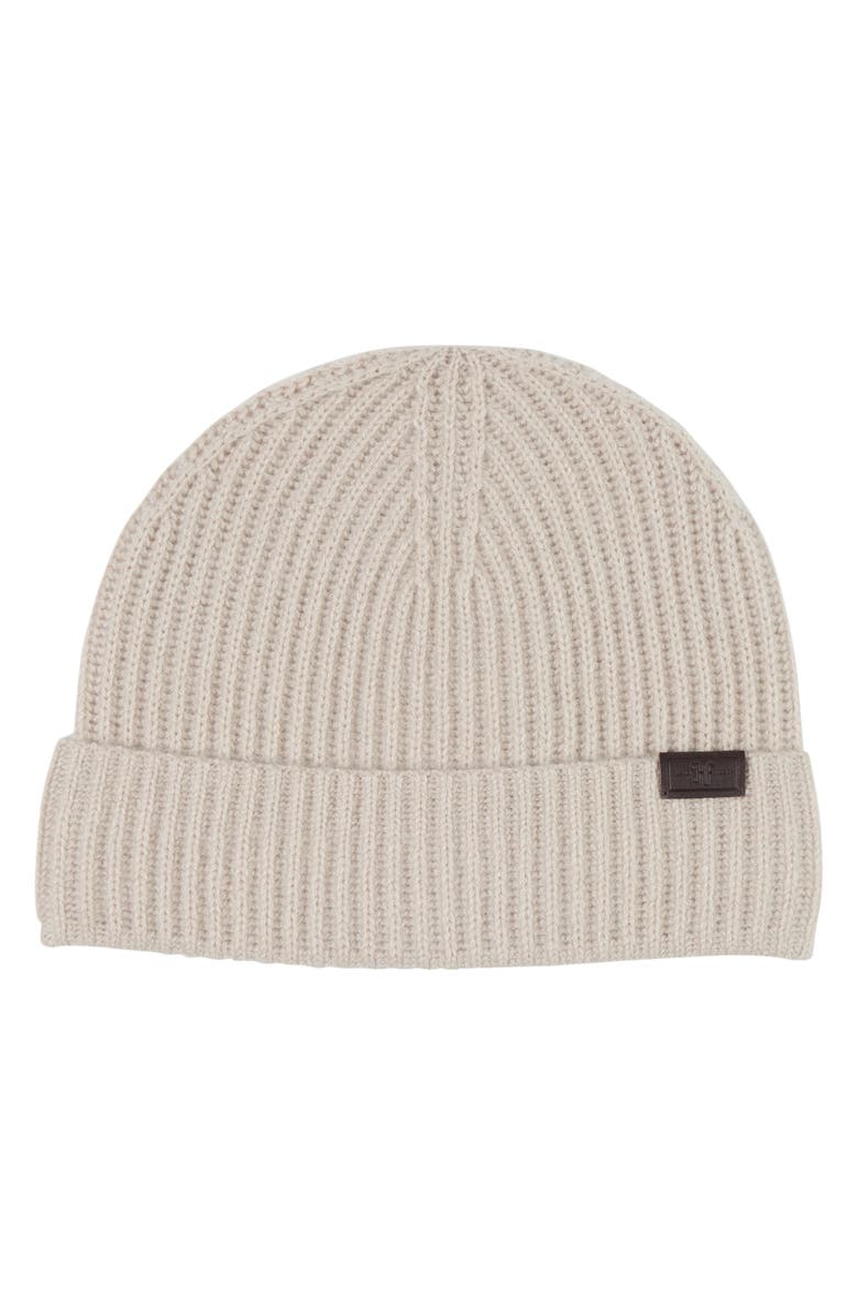 Hickey Freeman Cashmere Cardigan Stitch Beanie, Main, color, Oatmeal